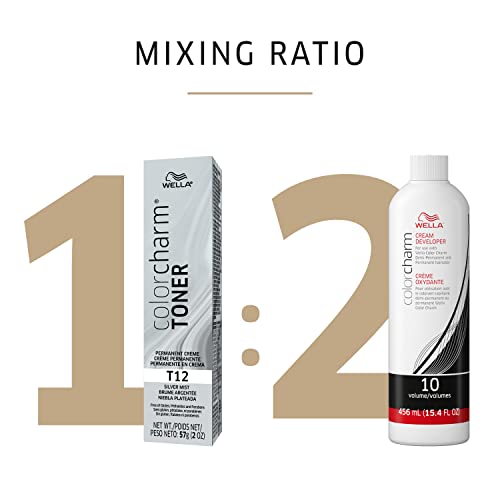 Image of WELLA colorcharm Permanent Creme Toner, Free of Animal-Derivied Ingredients, Parabens Free, Gluten Free, T12 Silver Mist, 2 oz (Pack of 2)