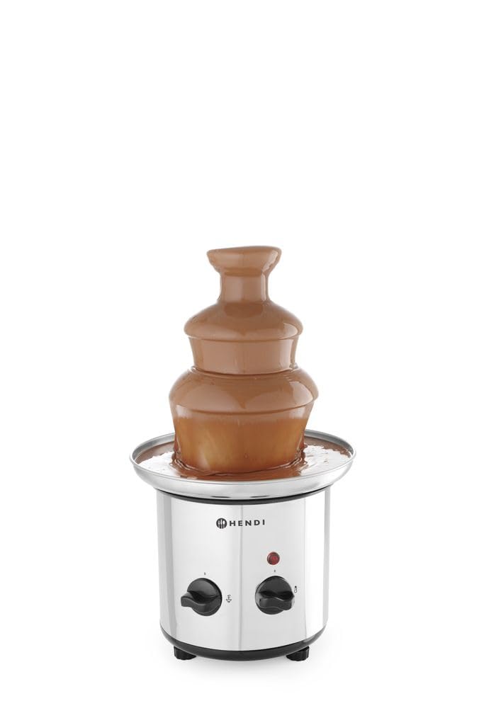 HENDI Fontanna do czekolady, 3-poziomowa, maksymalna pojemność czekolady: 1,5 kg, łatwe czyszczenie, fondue czekoladowe, 230V/46W, ø215x(H)375mm, stal nierdzewna