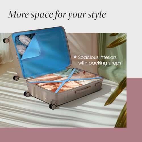 Image of Skybags Cabin Curve Set of 3 Hard Luggage (+Medium+Large) | Polypropylene Luggage Trolley with 8 Spinner Wheels| Beige | Unisex - 76 Cm