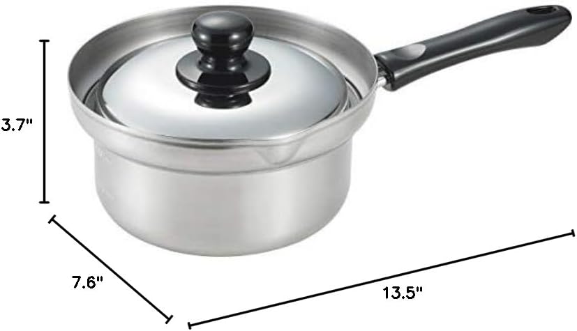 Yoshikawa KO 0018 Kinya Komoda Spill Resistant Single Handle Pot, Silver, 7.6 x 13.5 x 3.7 inches (193 x 343 x 95 mm)