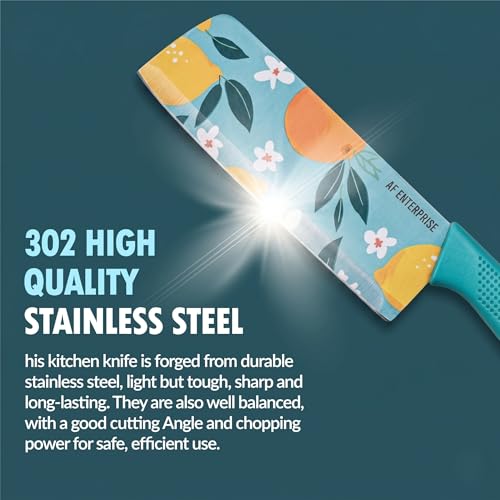 Image of Professional 3-Piece Kitchen Knife Set - High Carbon Stainless Steel Chef, Utility & Santoku Knives with Ergonomic Blue Handles (Blue, 3 Pc Knife Set)