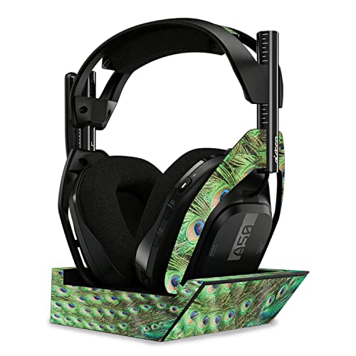 Image of MightySkins Glossy Glitter Skin Compatible With Astro A50 Wireless Headphones + Base Station (Gen 4) - Peacock Pattern | Protective, Durable High-Gloss Glitter Finish | Easy To Apply | Made in the USA