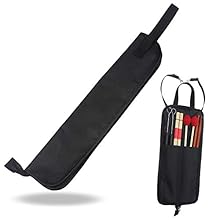 Made of quality polyester, with a light padding to provide enough protection to your drumsticks. 2 pockets inside to keep maximum up to 12 pairs of drum sticks. One pocket outside to store the necessary parts like drum key, phone etc. Equipped with t...