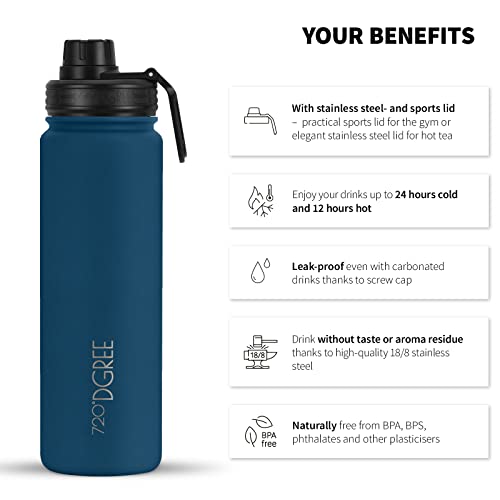 720°DGREE Vaccum Insulated Water Bottle “noLimit“, 1200ml, Leakproof, BPA-Free, Thermo Stainless Steel Flask - Image 2