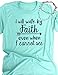 SCX Women Fashion Letter Print Tees I Will Walk by Faith Even When I Cannot Round Neck Short Sleeve Cotton Basic T-Shirt Tops