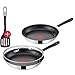Produktbild Tefal G435S2 Jamie Oliver Induktion Pfannenset 4-teilig 24 und 28 cm + Jamie Oliver Glasdeckel 28cm und Ingenio Pfannenwender, Antihaft Pfanne, Induktionsherd geeignet, Genieteter Edelstahlgriff