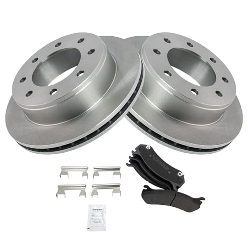 Image of TRQ Rear Brake Pad and Rotor Set Semi Metallic Compatible with 1999-2007 Chevrolet Silverado 1500 2500 HD Suburban 2500 2000-2007 GMC Sierra 1500 2500 HD Yukon XL 2500 2003-2009 Hummer H2