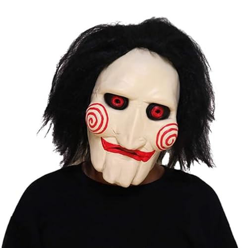 SK MISS Halloween Maske Scary Clown Masken für Erwachsene Puppensäge Maske Cosplay Halloween Horror Film Rollenspiel Kostüm Maske Weiß