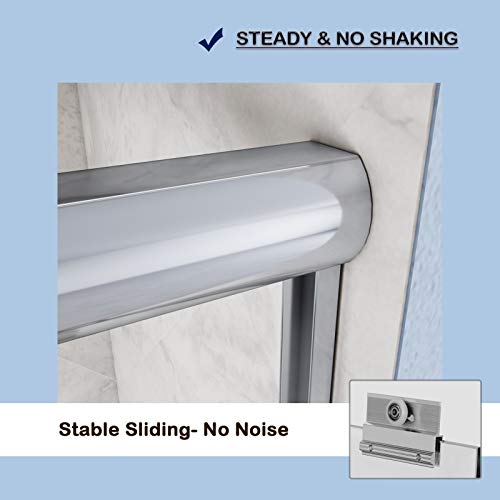SUNNY SHOWER Glass Sliding Shower Door for Bathtub 60 W x 57.4 H inches Double Sliding Shower Bath-Tub Door 1/4 inches Clear Glass Shower Enclosure Doors for Bathroom with Brushed Nickel Finish