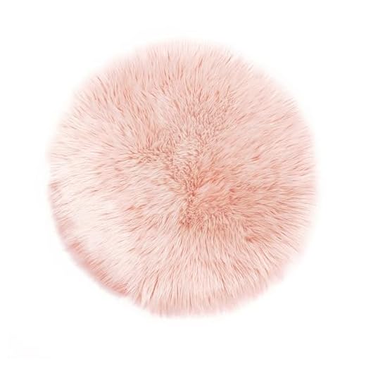 Fårskinnsmatta, Imitation av Fuskpäls | Vardagsrum Sovrum Barnrum | Som en Konstgjord Matta Eller en Matta på en Soffa i en Fåtölj (Rosa - 120 cm Runda)