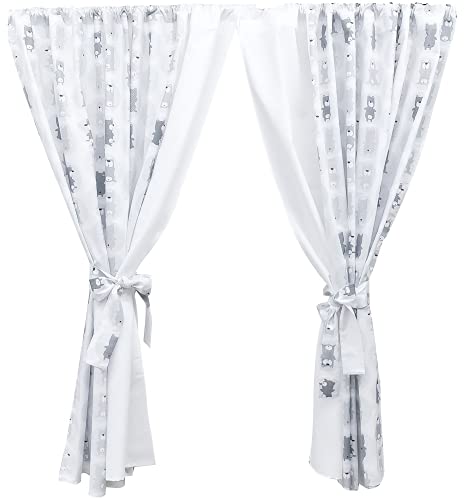 Vizaro - Rideaux pour Chambre de Bébé Enfant - Set 2x - (155x155cm) - 100% Coton - Fabriqué en UE, OekoTex - Ours Gris