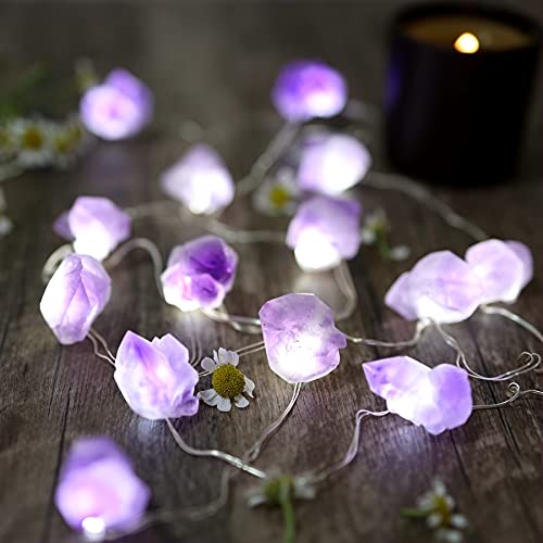 Belniak Natural Amethyst Crystal Lights Color Change Gem Fairy Lights thumb #3