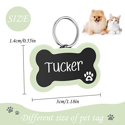 Navcooter Personalised Pet Id Tag, Dog Tag Silencer, Stainless Steel Bone Shape Id Tag, Silicone Rubber Id Tag Protector, Tag Edge Bumper Prevents Noise & Scratching(Small Green Glow) #TOP2