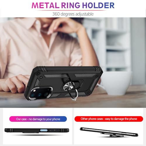 Image of for Samsung Galaxy S20 FE 5G Case with Screen Protector, Military Grade Rugged Shockproof Heavy Duty Galaxy S20 FE Protective Cover for Samsung S20 FE Magnetic Ring Kickstand Phone Case (Black)