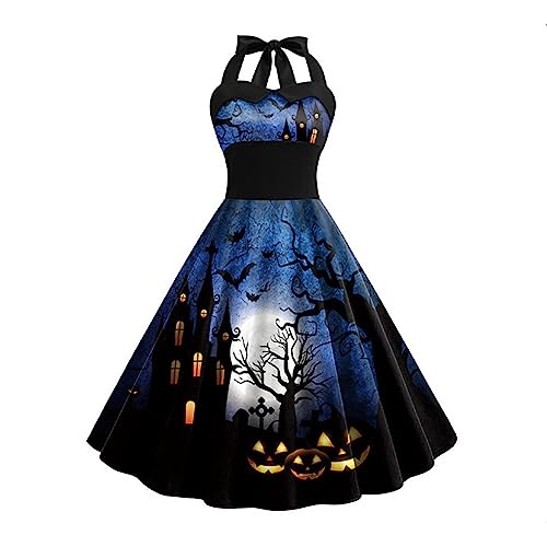 Helloween 2026 - Vestido sin mangas para mujer, estampado de cosplay, vestido de cóctel, Negro , XXL
