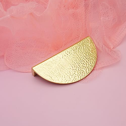 LBFEEL 3' Brass Cabinet Knob Pull Gold in Half Moon Style Hammer Drawer Pull Handle Half Circle Dresser Knob (1, 3' Hole Centers)