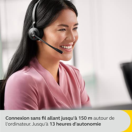 Jabra Engage 55 – Micro-casque stéréo sans fil avec adaptateur DECT USB-A Link 400, Microphone à réduction de bruit – Portée étendue et base de chargement – Certifié MS Teams – Noir - Les Beatles, Paul McCartney, John Lennon, RIngo Starr, George Harrison Jabra Engage 55 - Micro-casque stéréo sans fil avec adaptateur DECT USB-A Link 400, Microphone à réduction de bruit - Portée étendue et base de chargement - Certifié MS Teams - Noir – Image 4