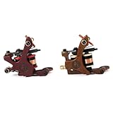Professional Copper Coil Tattoo Machine Kit with 12 Wraps Coil for Liner and Shader - Pure Copper Tattoo Equipment with Anti-Fatigue Design,2 Machines