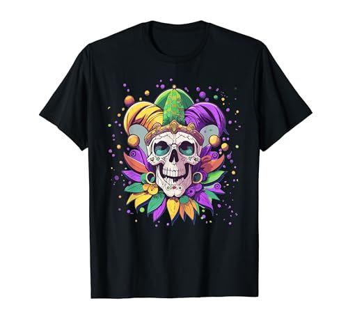 Funny Sugar Skull Mardi Gras T-Shirt