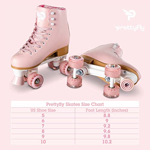 Yvolution Prettyfly Roller Skates High-Top Quad Skates Four-Wheel Retro Roller Skates Classic for Girls and Adults (Pink, 10) - Thumbnail 4