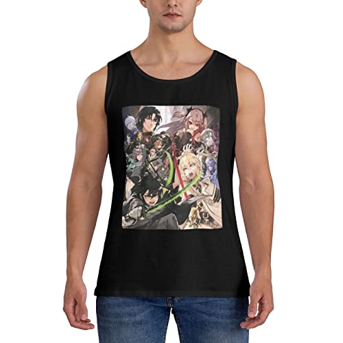 Anime Seraph Of The End Tank Top Mens Casual Vest Summer Round Neck Sleeveless Tshirt Black #TOP5