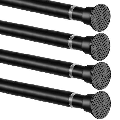 WEIXINHAI Spring Tension Curtain Rod 16-36 Inch, Black Tension Rod, 4 Pack