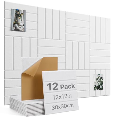 Tablero de corcho grande alternativo para pared de 47 x 35 pulgadas, paquete de 12 azulejos de pared de fieltro con respaldo adhesivo de 11.8 x 11.8 x 0.35 pulgadas, tablero de corcho para tablero de ⭐