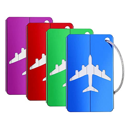 Set Di 4 Etichette Identificative In Alluminio Per Valigia - Targhe Nome E Indirizzo Da Viaggio