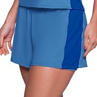 SELENE Short Duplo Academia Esportivo Feminino Poliamida Proteção UV, Azul/Royal, M