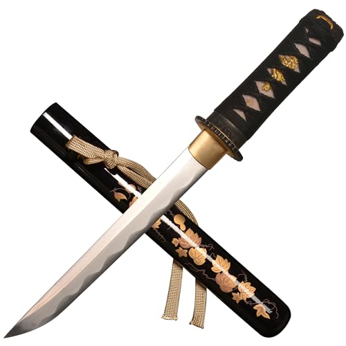 SV Mini Samurai Sword Katana Tanto Japanese Small Samurai Short Sword 1045 Medium Carbon Steel Full Tang Hand Forged Sharp 16.53 Inch