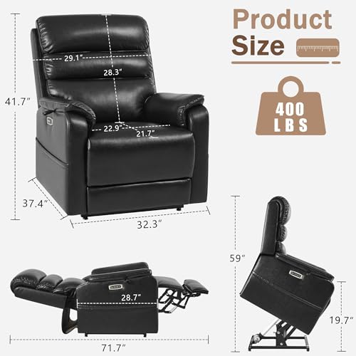 Sillón reclinable con calefacción y masaje negro miniatura 2