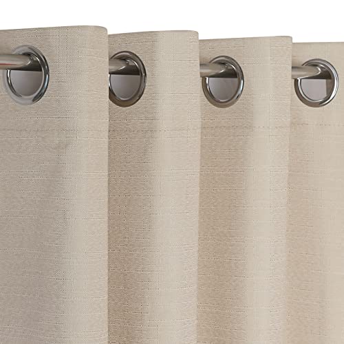 Lucky Rain Waterproof Curtains For Outdoor Patio Uv Resistant 100% Blackout Window Curtains Indoors,2 Natural Panels Of 52X63 Inch #TOP1