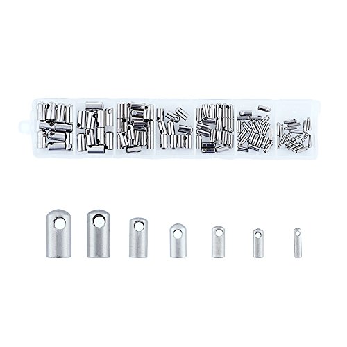 Pandahall 1Box/110Pcs Mixed Tube 304 Stainless Steel Tube Cord Ends Leather Clamp Tips Bead Tassel Cap Connector Loop For Jewelry Makings 7-10X2-5Mm Hole: 1Mm #TOP10