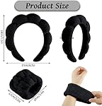 Spa Headbands for Women Skincare Headband Black Makeup Headband for Washing Face Hair Headband and Wristband Valentine's Day Gifts for Women Teen Girl