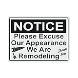 Sprüche Schilder Wir bitten um Entschuldigung für unser Erscheinungsbild, wir renovieren gerade. Bade Wand Dekoration Retro Blechschilder für Garten Café Deko M