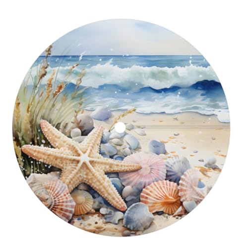 OSAM SPACE Outdoor Tablecloth with Umbrella Hole, Round Elastic Fitted Table Cloth with Invisible Zipper, Beach Starfish Picnic Patio Table Cover 36-44in by OSAM SPACE - Used condition - Image 7