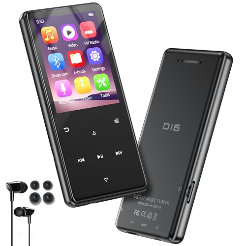 64 GB Reproductor MP3 Bluetooth 5.3, Pantalla de 2,4 Pulgadas mp3 y mp4 Reproductor mp3 portátil para niños con Altavoz Incorporado, Radio FM, grabadora, podómetro, Libro electrónico y Auriculares