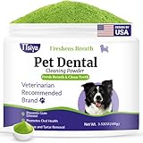 TTsiya Dog Teeth Cleaning Powder, Pet Dental Powder -Dental Care, Dogs Breath Freshener with Probiotics for Tartar & Reduces Plaque & Bad Breath Teeth Cleaning for Small, Medium, Large Dogs 100g