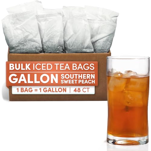 Image of Peach Flavored Iced Tea Bags, 1 Gallon Tea Bags, 48 Count, Bulk Black Tea Iced Tea Packs, Peach Tea Bags for Restaurants, Cafes, Foodservice & Home Brewing