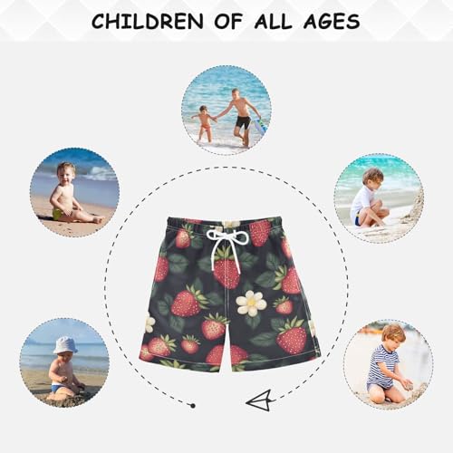 Boys Swim Trunk Strawberry Fruit Daisy Red Quick Dry Beach Board Shorts Teen Swimwear4