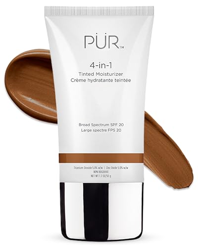 PÜR MINERALS 4-in-1 Tinted Moisturizer With SPF 20 - Hydrating Face Moisturizer, Primer, &amp; Foundation With Shea Butter, Aloe Vera &amp; Vitamin B3 - Vegan Friendly - Free of Paraben, Gluten &amp; BPA