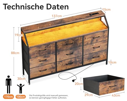 Nahaufnahme der ODK Schubladenführungen aus Metall mit Vollauszug - Detailansicht von ODK Kommode Schubladen 2 Steckdosen...