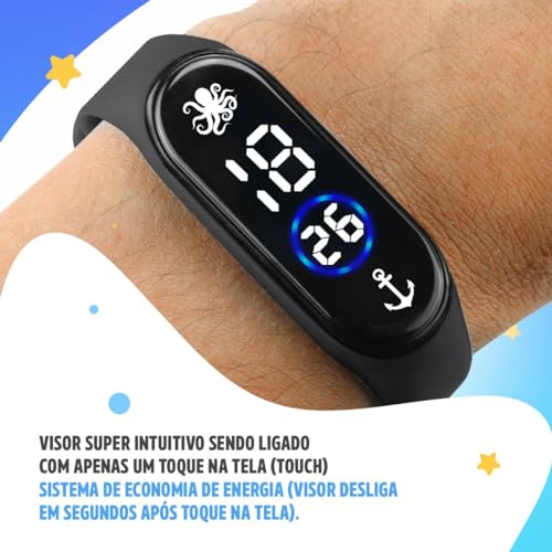 Relógio digital prova dagua infantil + oculos proteção uv proteção uv praia menino criança qualidade