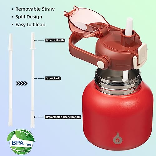 Image of BJPKPK 27oz Insulated Water Bottle with Straw Lid, Cute Stainless Bottle | One-Hand Straw Lid, BPA-Free Leakproof Large Water Bottle with Handle, Keeps Cold & Hot, Vacuum Insulation for Gym & Outdoor