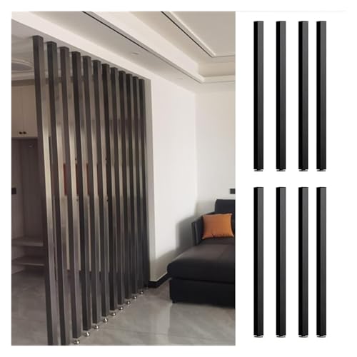 HAIXHX Poste de mampara divisoria Separador De Privacidad para Salón, 8/10 Piezas De Separador De Pared con Listones De Madera para Separar Habitaciones(Black 8Pack,230cm/7.5ft High)