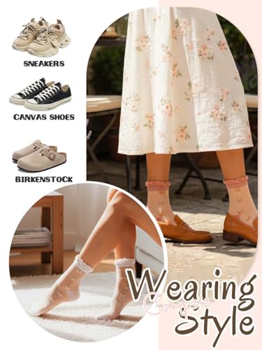 Image of Campsis Women Sheer Socks Sheer Ankle Socks for Women and Girls