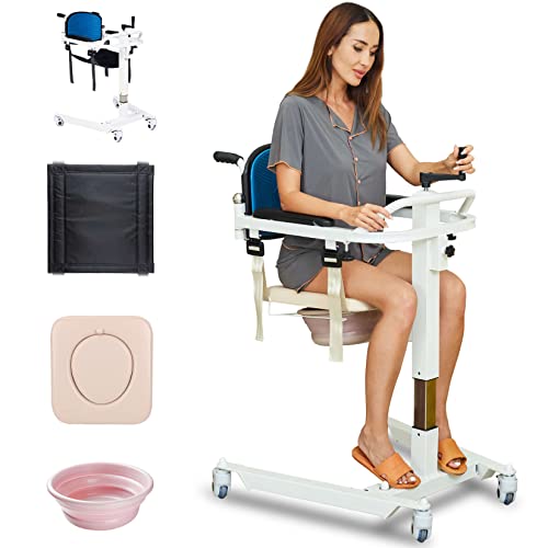 Patient Lift Transfer Chair for Home, Transfer Chair for Car, Bed to Toilet, Seated Assist Transfer Wheelchair with 2 Cushion, Ships from USA, Weight Capacity 300 lb