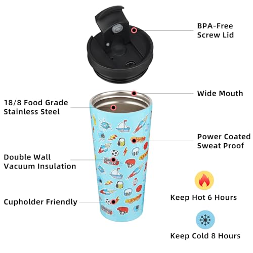 Image of BJPKPK 22 oz Coffee Tumbler with Straw, Insulated Stainless Steel Cup