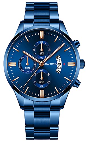 CUENA Mens Watch Multifunction Quartz Fashion Sport Watches Calendar Luxury Full Steel Business Waterproof Male Clock Relogio Masculino