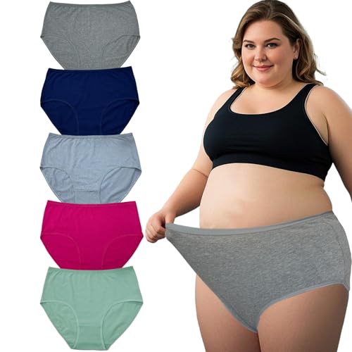 Feihtl Women's Plus Size Cotton Underwear Panties Ladies Briefs XL-5XL
